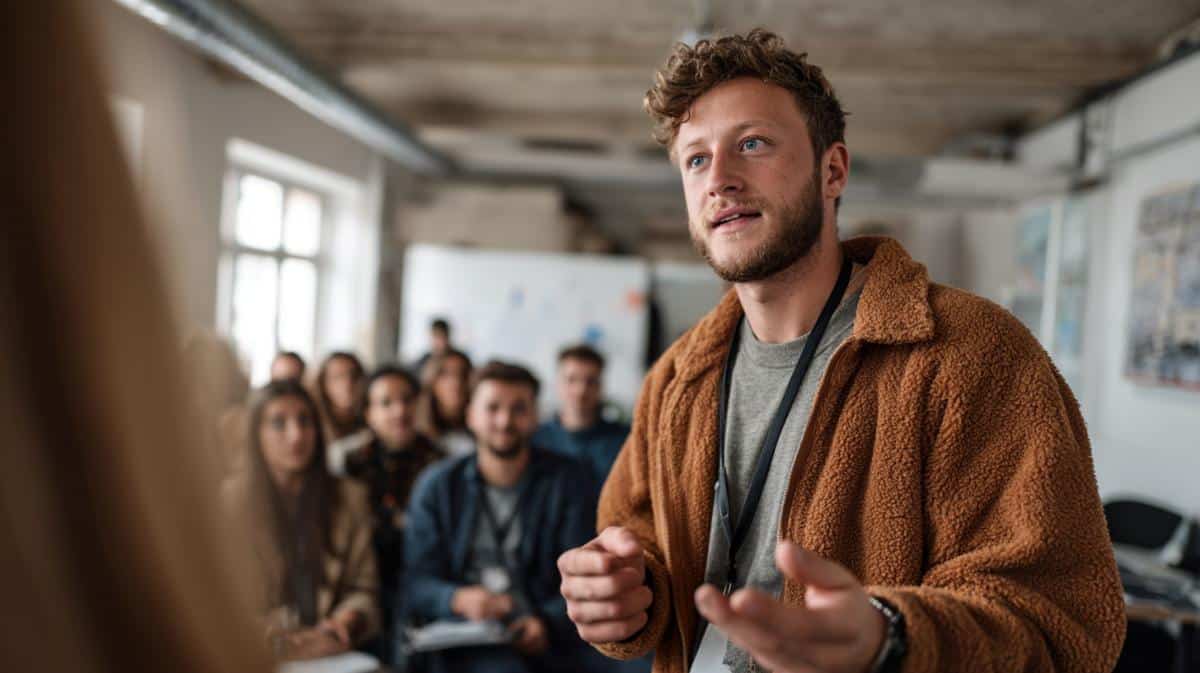 Jeune adulte exprimant sa motivation en formation