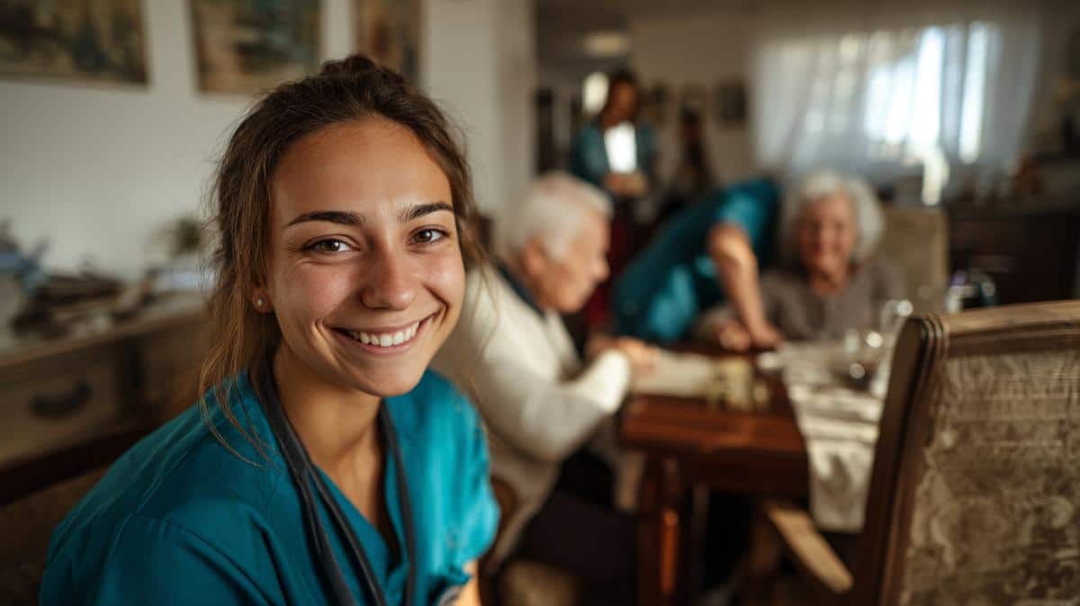Jeune ASSC souriante dans un établissement médico-social